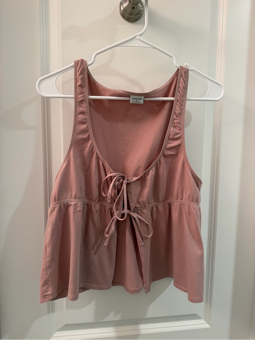 Sunday Best Dusty Rose Tie-Front Peplum Tank